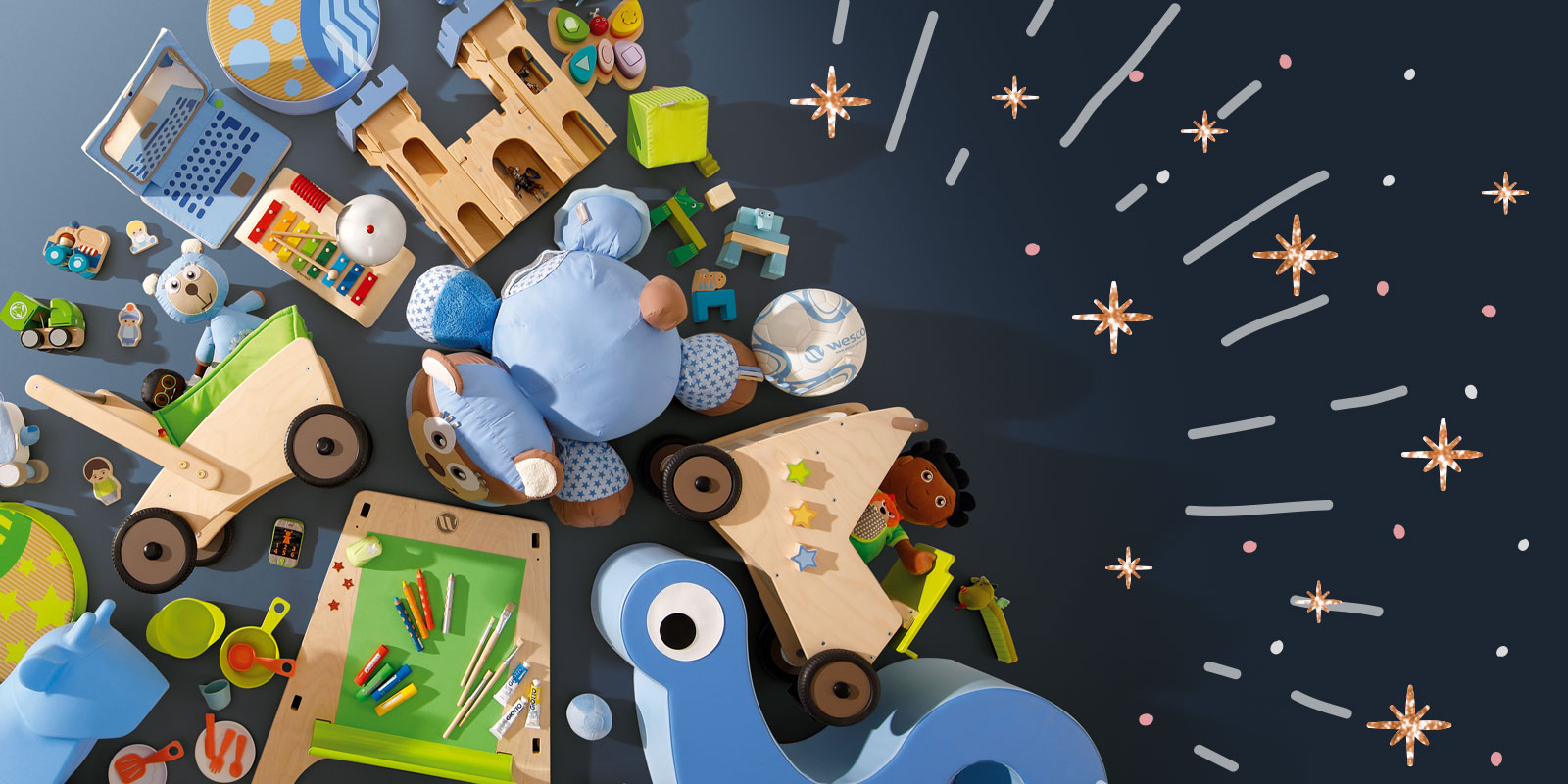 Fêter Noël, assemblage de jouets coussin et peluches qui forment un sapin blog wesco