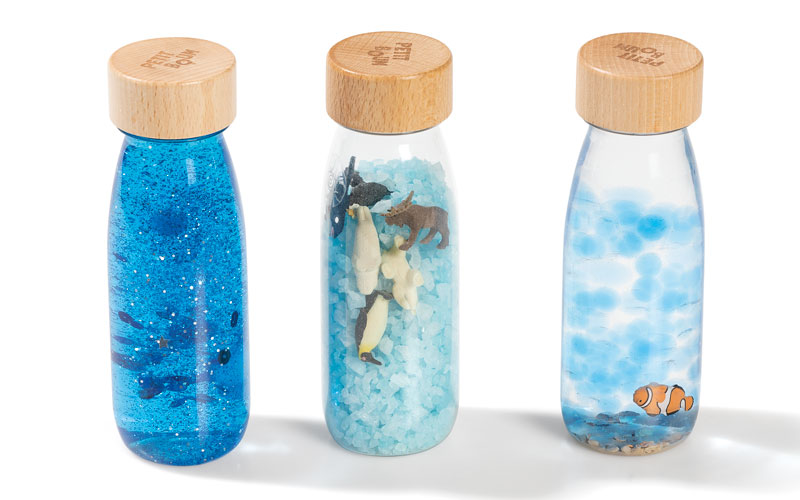 lot 3 bouteilles sensorielles petit boum monde marin blog wesco